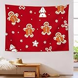 DLERFLOVR Weihnachtsstil Wandteppich, 130x150 cm, Lebkuchen Wandbehang Wandtuch Wanddeko für...