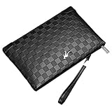 Aideal Elegante Herren-Clutch, schwarze Handtasche mit Reißverschluss, für Arbeit/Reise/Freizeit,...