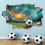 TOARTI 3D Fussball Arena Wandtattoo,Durchbruch Wandaufkleber für Kinderzimmer Jungen,3D Wandtattoo...