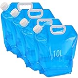 Kamiya 4 Stück 10L Faltbarer Wasserkanister mit Dichtem Deckel,Flexibler Wasserkanister,10 Liter...