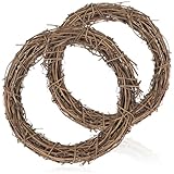 com-four® 2X DIY Deko Holz-Kranz zum Basteln - Rattan Kranz zum Dekorieren von Fenstern, Tischen...