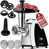Clatronic® Fleischwolf 1000W Mit Aufsatz für Plätzchen & Spritzgebäck | 3 Metall-Scheiben |...