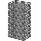 BRB 10x Eurobehälter/Stapelbehälter, LxBxH 600x400x90 mm, Inhalt 15 Liter, grau