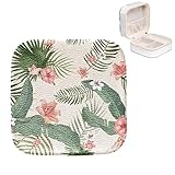 Schmuckkästchen aus PU-Leder, klein, mit Blumen- und Blattmuster