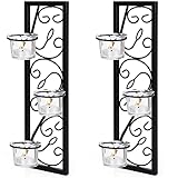 Belle Vous Kerzenhalter Wand Teelichthalter Schwarz Eisen Set (2 STK) - H35,2 cm - Kerzenhalter...