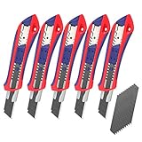 WORKPRO 5 Stück Cuttermesser Set 18mm mit 20 Ersatzklingen aus SK5, Profi Cuttermesser...