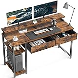 ODK Computertisch mit Schubladen und Ablagefächern, 120cm Home Office Schreibtisch mit...