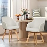Holzbeine Esszimmerstühle Drehbar 2Er Set, Drehstuhl Esszimmer Mit Armlehne, Mid-Century Design...