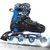Kuxuan Skates Inline-Skates für Kinder Einstellbare Fun Illuminating Skates für Mädchen, Jungen,...