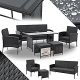 Juskys Polyrattan Gartenmöbel Sitzgruppe Turin Set 6 teilig - 7 Personen - Outdoor Möbel mit...