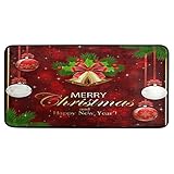 Weihnachtliche Fußmatte, Schneeflocke, Weihnachtskugel, goldene Glocke, für den Innenbereich,...