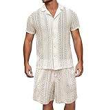 Generisch Sommeranzug Herren Leicht Trainingsanzug Outfit Set Zweiteiler Knopf Anzüge Sommer Hemden...