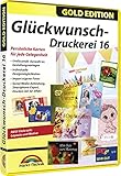 Glückwunsch Druckerei 16 Gold - Karten für Hochzeit, Geburtstag, Taufe, Weihnachten, Geburt uvm....