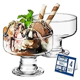 CRYSTALIA Luxury Eisbecher Glas 265ml Eisschalen 100% BLEIFREI Dessertschalen mit Fuß, Trifle...