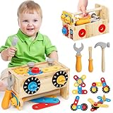 Lehoo Castle Werkzeugkoffer Kinder Werkbank Kinderspielzeug ab 2 Jahre, 29 Stück Kinderwerkzeug...