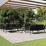 KTHLBRH 10-TLG. Garten-Lounge-Set mit Kissen Aluminium Anthrazit Outdoor-Möbel-Sets...