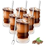 Latte Macchiato Gläser doppelwandig 350ml 6er set,Thermoglas aus Borosilikatglas,Espressotassen...