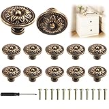 YnewL 12 Stück Möbelgriffe Vintage, 30mm Runde Möbelknöpfe mit Schrauben Schraubendreher,...