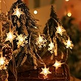 6M 40LED Lichterkette Schneeflocken Außen,Lichtervorhang Weihnachten Fenster,LED Weihnachten Stern...