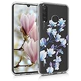 kwmobile Case kompatibel mit Huawei P30 Lite - Hülle Silikon transparent Magnolien Blau Violett...