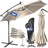 KESSER® Alu Ampelschirm LED Solar Ø300cm Inkl. Fernbedienung,Cover, Sicherheitsseile...