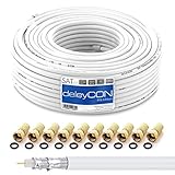 deleyCON HQ 50m SAT Koaxial Kabel 130dB - 4-fach geschirmt für DVB-S - S2 DVB-T und DVB-C -...