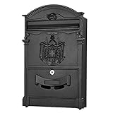 Melko Briefkasten Retro Postkasten Vintage Schwarz Wandbriefkasten Antik Design mit Namensschild und...