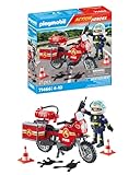 PLAYMOBIL Action Heroes 71466 Feuerwehrmotorrad am Unfallort, rasante Fahrt zum Einsatz, mit...