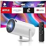 Mini Beamer 4K mit WiFi6 und Bluetooth5.0, Android11.0,Tragbarer Beamer klein mit...