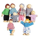 Qfdiwr Familien Puppen - 8-teilige kleine Holz Spielzeugfiguren | Biegbare Puppen Für Kinderzimmer...