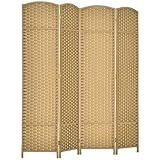 HOMCOM Paravent 4-teilig 160 x 170 cm Raumteiler Faltbar Trennwand aus Bambus, Sichtschutz...