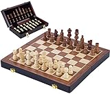 Engelhart- Hochwertiges Massivholz - Schachspiel aus Eschenholz - 32 Stück aus geschnitztem und...