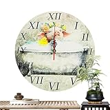 ycezw Wanduhren aus Holz,Wanduhr aus Holz | Runde Wanduhr aus Holz | Robuste Küchenwanduhr,...