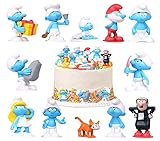 Smurfs Kuchendekoration, 12 Stück Schlümpfe Figuren, Smurfs Cupcake Figuren, Schlümpfe...