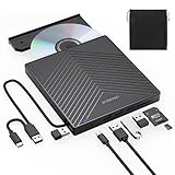 ORIGBELIE Externes DVD Laufwerk, ultraflacher CD-Brenner USB 3.0 mit 4 USB-Anschlüssen und 2...