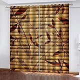 Thermovorhang 3D Retro Bambus Blatt Print Digitaldruck Vorhang Blickdicht Vorhänge...