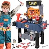Kinder Werkbank Werkzeugkasten, Lernset Faltbare Werkzeugbank für Kinder Set Spielzeug für Kinder...