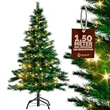 CASARIA® Weihnachtsbaum künstlich 150cm mit Lichterkette 100 LED warm weiß inkl. Metallständer...