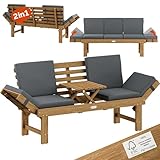 Casaria® Gartenbank Wetterfest Holz mit Tisch 200x50cm Klappbar 320kg Belastbar FSC®-Zertifiziert...