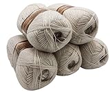 5 x 100 g Angora gold simli Glitzerwolle, Effektwolle einfarbig, 500 Gramm Metallic - Wolle mit 20%...