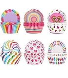 300 Stück Muffinförmchen Papier, Muffins Backförmchen, Cupcake Regenbogen Papier Fällen Liners...