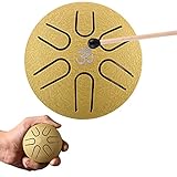 Aedcbaide Tongue Drum Steel 3 Zoll Stahlzungen 6 Töne Zungentrommel Pan Percussion Instrument...