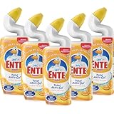WC-Ente Total Aktiv Gel, Flüssiger WC Reiniger antibakteriell, Toilettenreiniger, Citrus, 5er Pack...