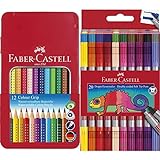Faber-Castell 112413 - Buntstifte Colour GRIP, 12er Metalletui & 151119 - Doppelfasermaler 20er...