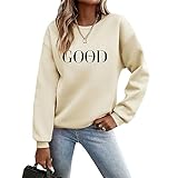 Pullover Damen Sweatshirt Briefe Drucken Langarm Rundhals Pulli Herbst Winter Frauen Buchstaben...