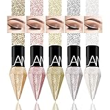 MTUVKGT Diamond Liquid Glitter Eyeshadow Eyeliner Set, 5 Farben Metallisch Flüssiger Glitzer...