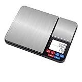 YUNYODA Küchenwaage Digital mit Dualer Plattform, 10KG-1KG/500G-0.01G Küchenwaage mit LCD Display,...