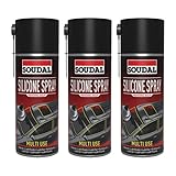 3x Soudal Silikonspray Schmierend Pflegend Metall Gummi Kunststoff 400ml Dose