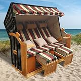 BRAST® Strandkorb Usedom 3-Sitzer XXL für 2-3 Personen | 165cm breit | 5 Designs | inkl....