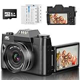 Digitalkamera 4K UHD Fotokamera 56MP AutoFocus Fotoapparat 3' 180° Flip Bildschirm Blitz...